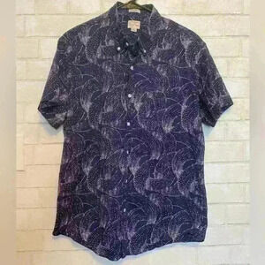 J Crew Navy print 100% cotton button down shirt size Large